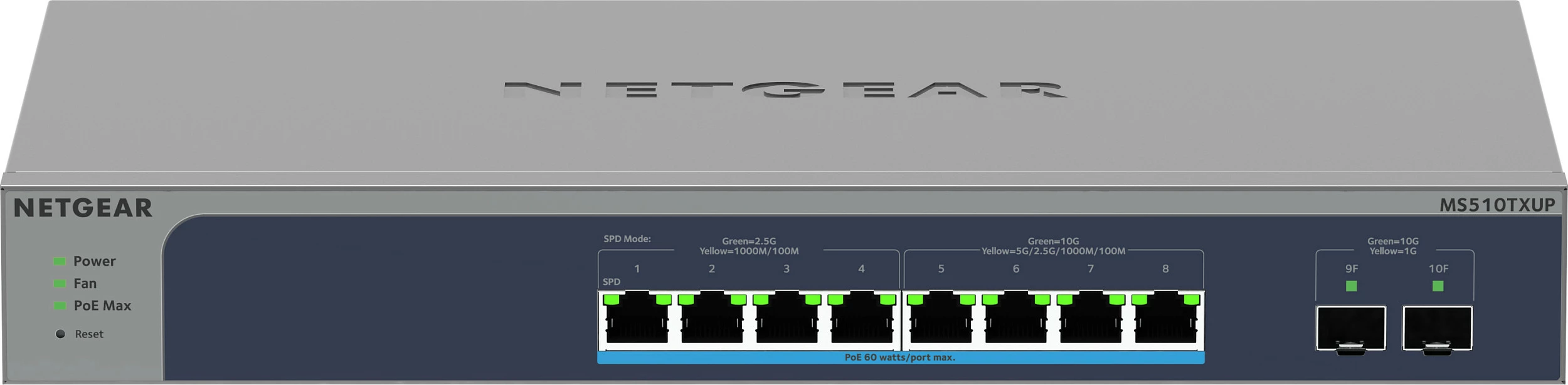 Switch NETGEAR MS510TXUP, 8 porte PoE++, 2x SFP+, 10G