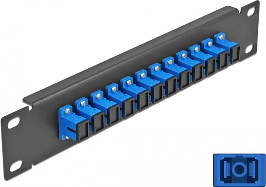 Panel patch fiber optik DeLOCK 10" 12-Port SC Simplex, 1U, i zi/blu