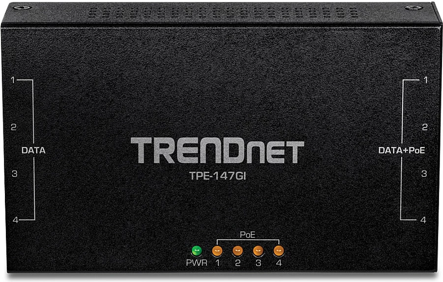Injektor PoE+ Gigabit TRENDnet TPE-147GI, 4 porta, 65W, i zi