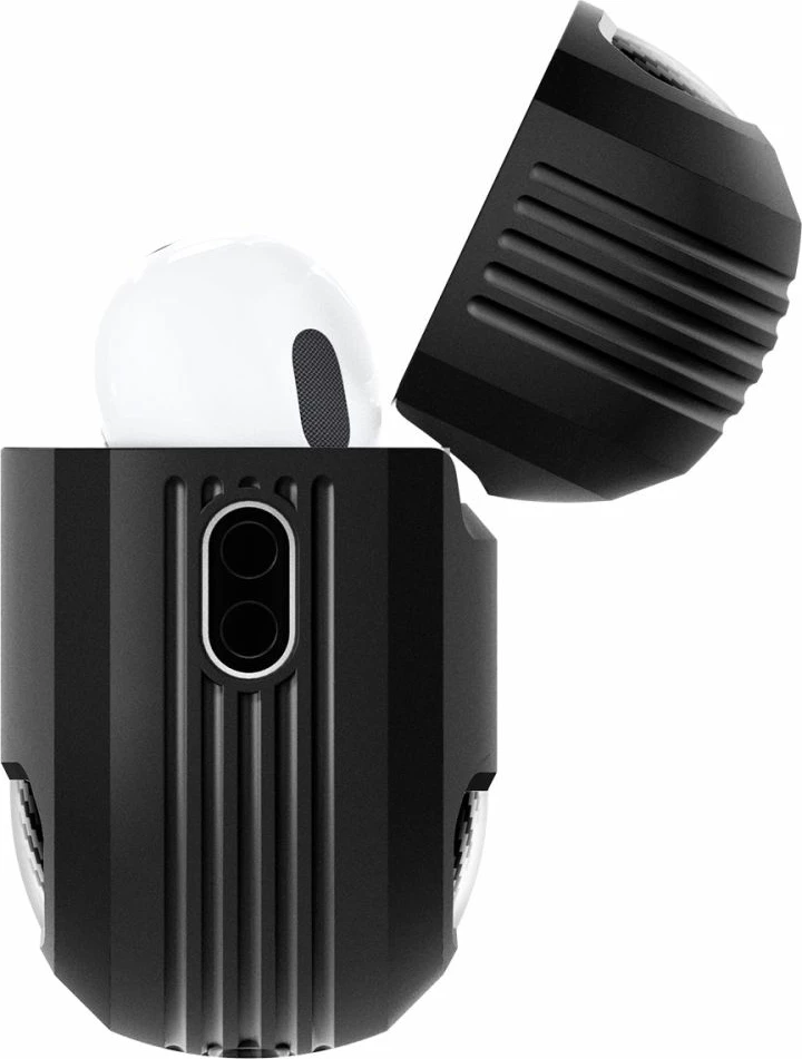 Mbështjellës Spigen Rugged Armor për AirPods Pro 1/2, me karabiner, i zi