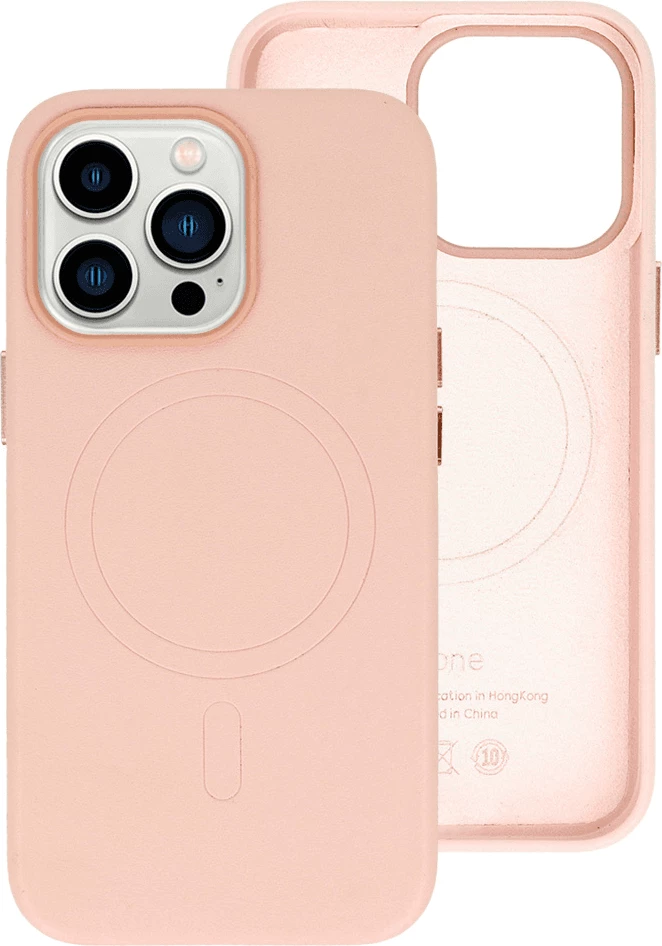 Mbështjellës ONASI 16882 MagSafe për iPhone 14 Pro Max, lëkurë & silikon, rozë