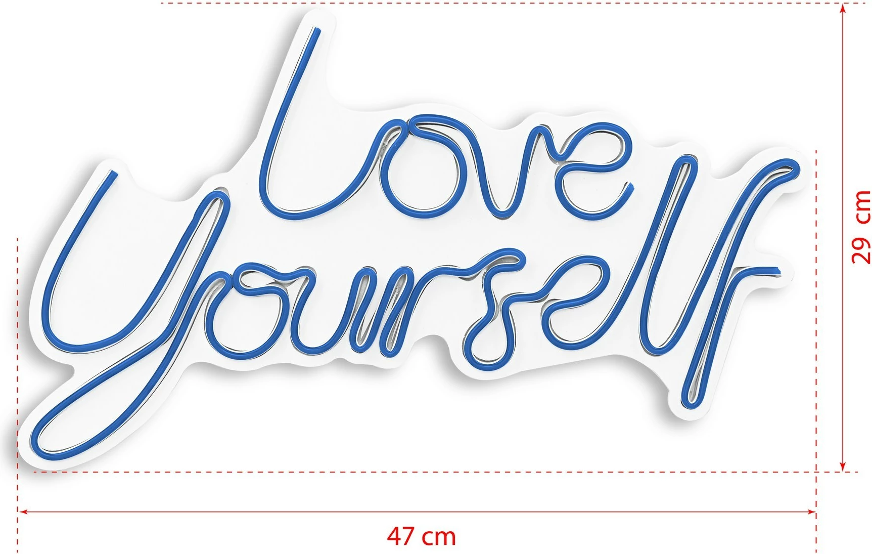 Dekor dritash LED plastike, ‘Love Yourself’, ngjyrë e kaltër