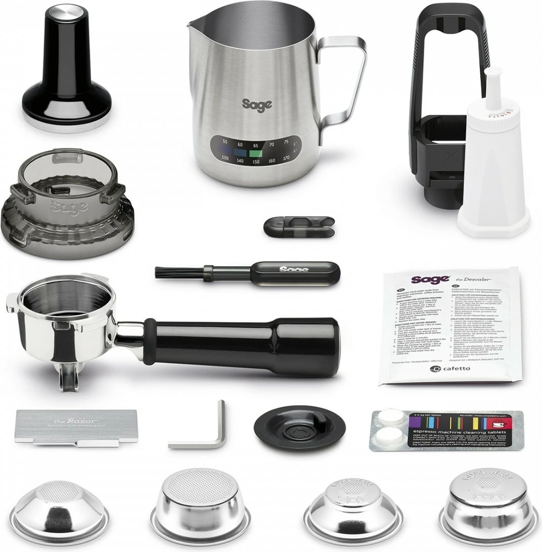 Makineri espresso me presion Sage Barista Express SES875BTR, mulli i integruar 250g, depozitë ujit 2L, 15 bar, shkumues qumështi, e zezë Black Truffle, me Dosing Funnel