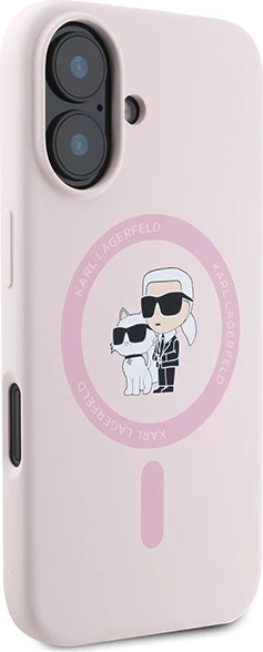 Mbështjellës Karl Lagerfeld Silicone KC Heads Ring MagSafe për iPhone 16, Rozë