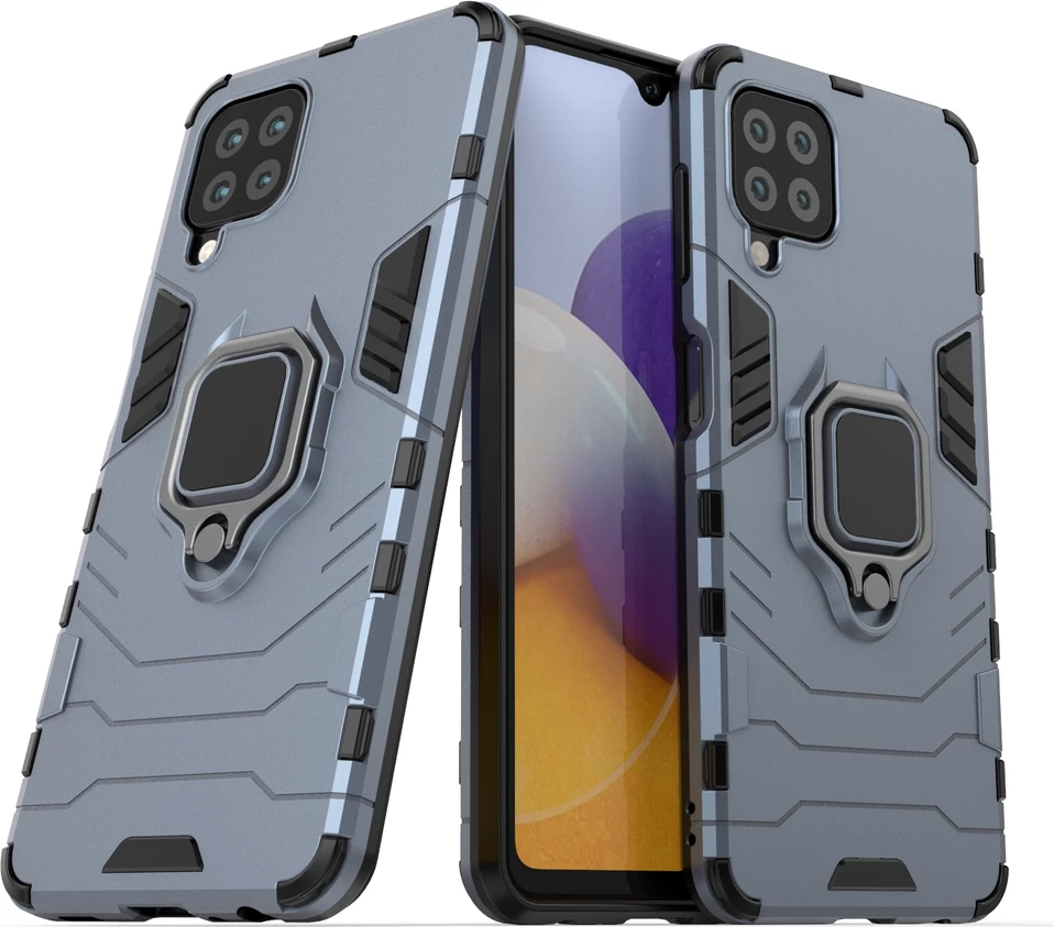 Mbështjellës Hurtel Ring Armor për Samsung Galaxy A22, me mbajtëse gishti dhe këmbë, kaltër