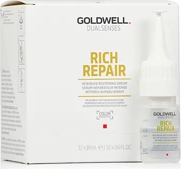 Serum intensiv në ampula për flokë të dëmtuara Goldwell Dualsenses Rich Repair Intensive Restoring Serum për femra 12x18ml