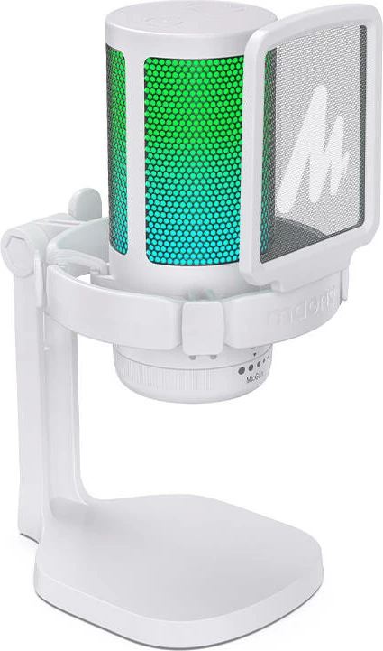 Mikrofon gaming Maono DGM20, kondensator, me ndriçim RGB, i bardhë