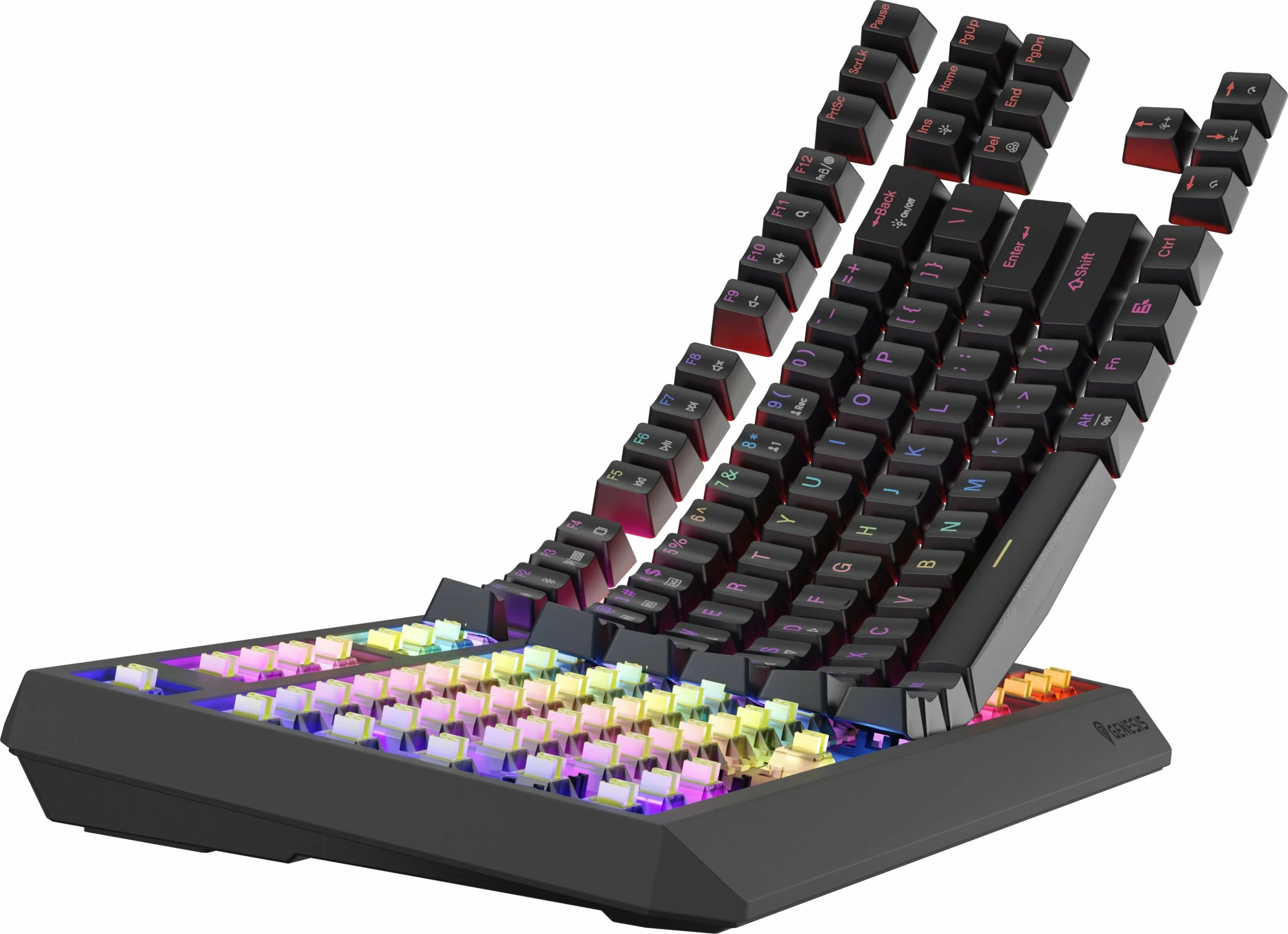 Tastierë mekanike gaming GENESIS Thor 230 TKL Wireless, Outemu Silent Lemon, RGB, hot-swap, US layout, e zezë