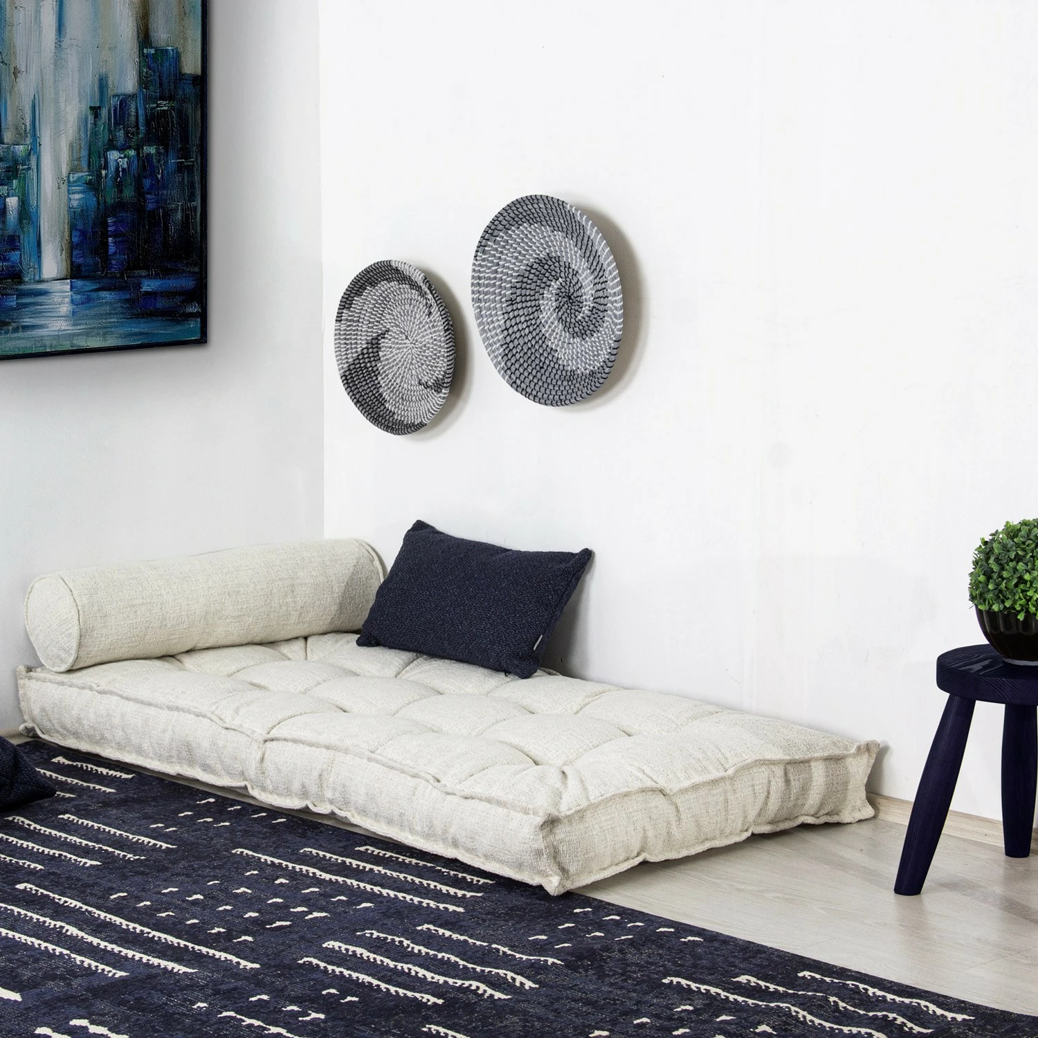 Jastëk për divan Atelier del Sofa, buklet, i bardhë