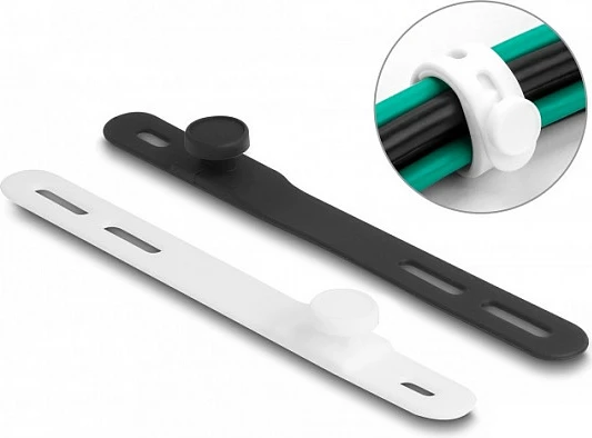 Lidhëse kabllosh DeLOCK Soft Tie 118 mm, silikon, set 10 copë, zi/bardhë
