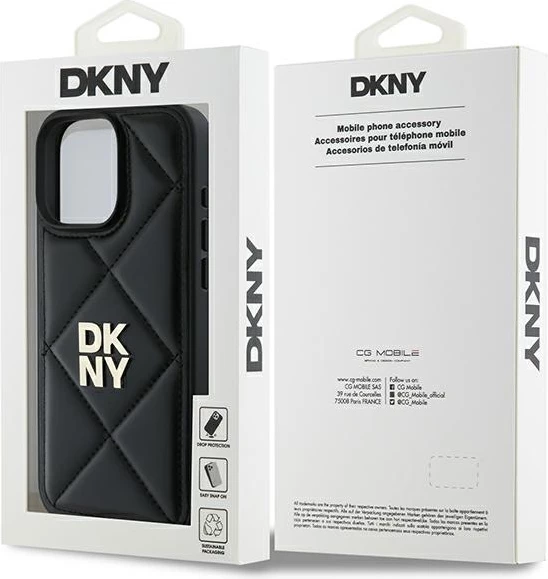 Mbështjellës DKNY Quilted Stack Logo për iPhone 16 Pro Max, i zi