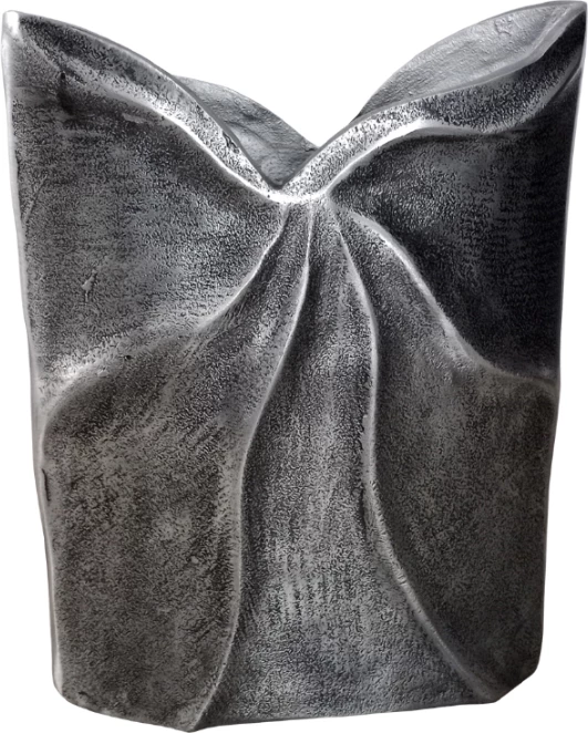 Vazo dekorative IWA 1, alumin, ngjyrë argjendi antike, 23x8x30cm