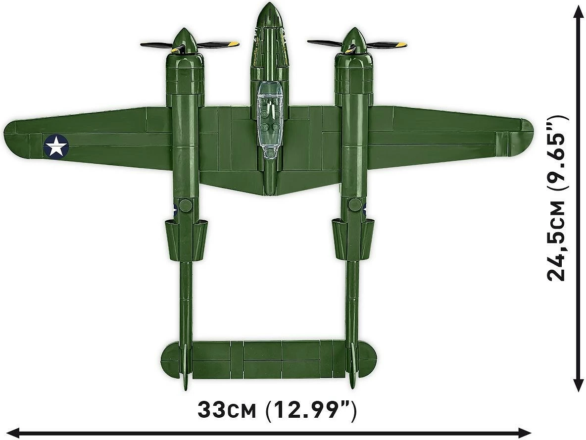 Set ndërtimi Cobi Klocki Lockheed P-38 Lightning, 332 pjesë, Jeshile
