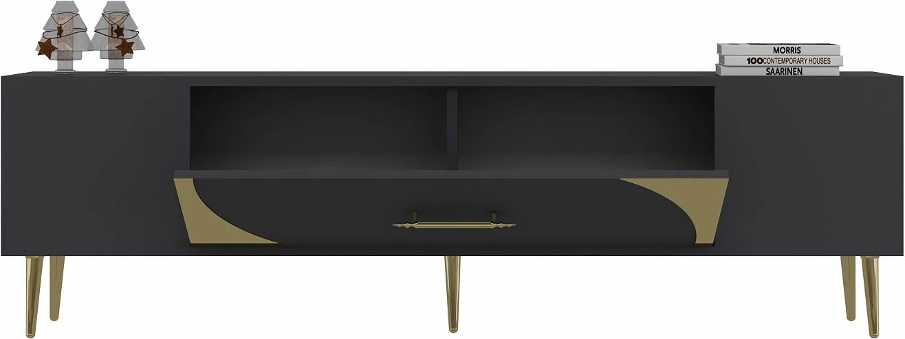 Komodë për TV Skye Decor, anthracite dhe ari, Dekop2