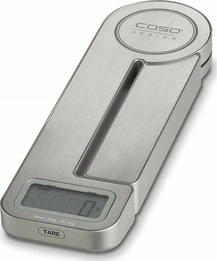 Peshore kuzhine Caso Ecostyle, 5 kg, 1 g, pa bateri (me energji nga palosja), argjendtë