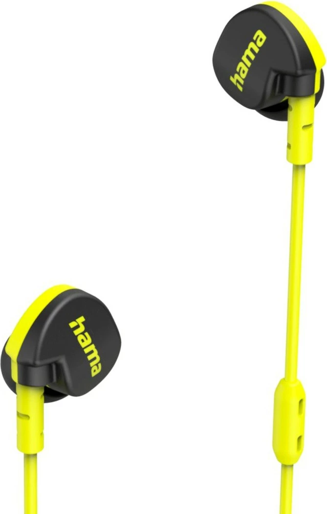 Kufje in-ear me mikrofon Hama Freedom Athletics II, Bluetooth 5.3, kapëse pas veshi, USB-C, rezistente ndaj djersës, e verdhë/zezë
