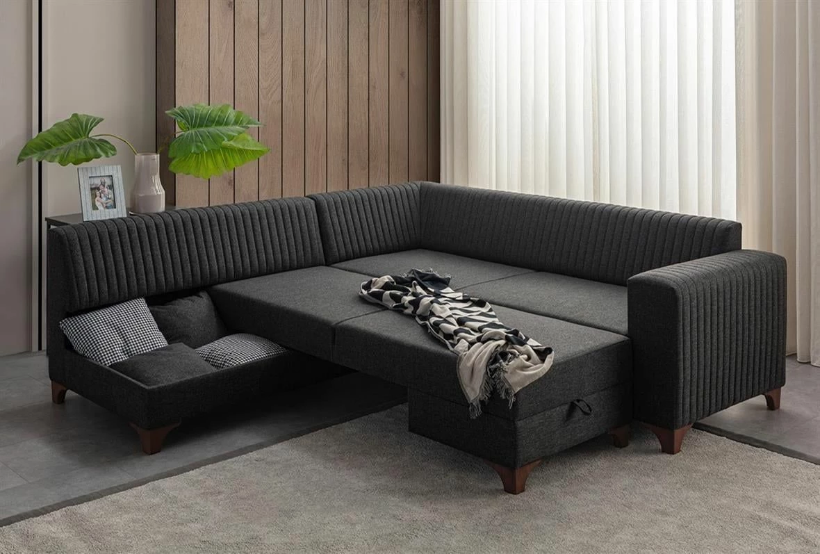 Kënd-sofë shtrat Atelier del Sofa, West majtas, ngjyrë antracit