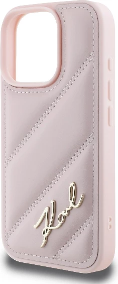 Mbështjellës Karl Lagerfeld Quilted Signature për iPhone 16 Pro, Rozë