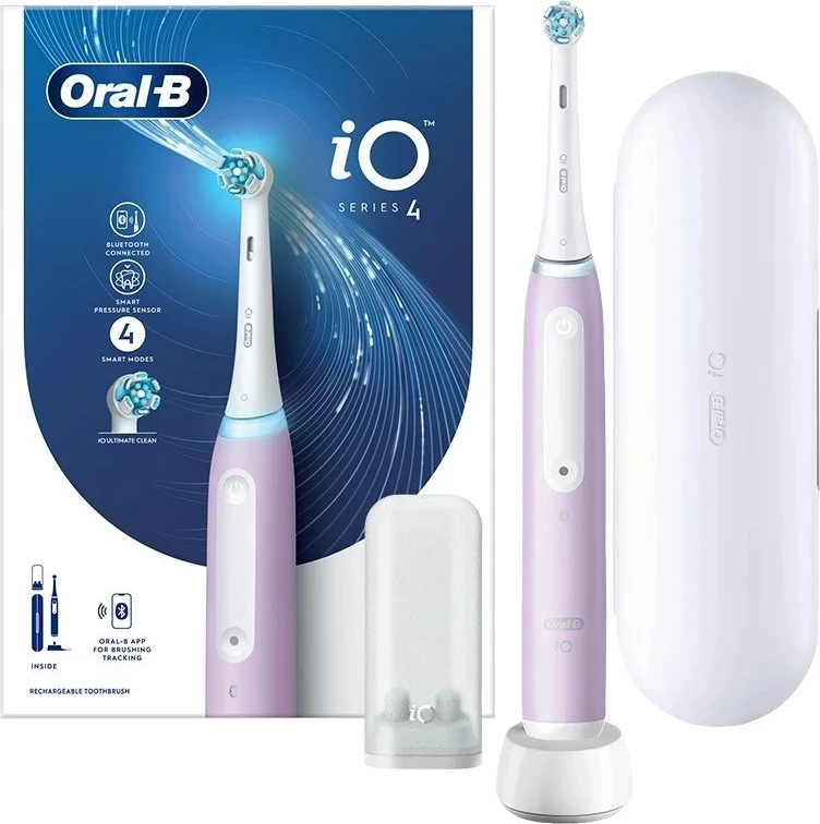 Furçë dhëmbësh elektrike Braun Oral-B iO4, për të rritur, me bateri të integruar, Rozë