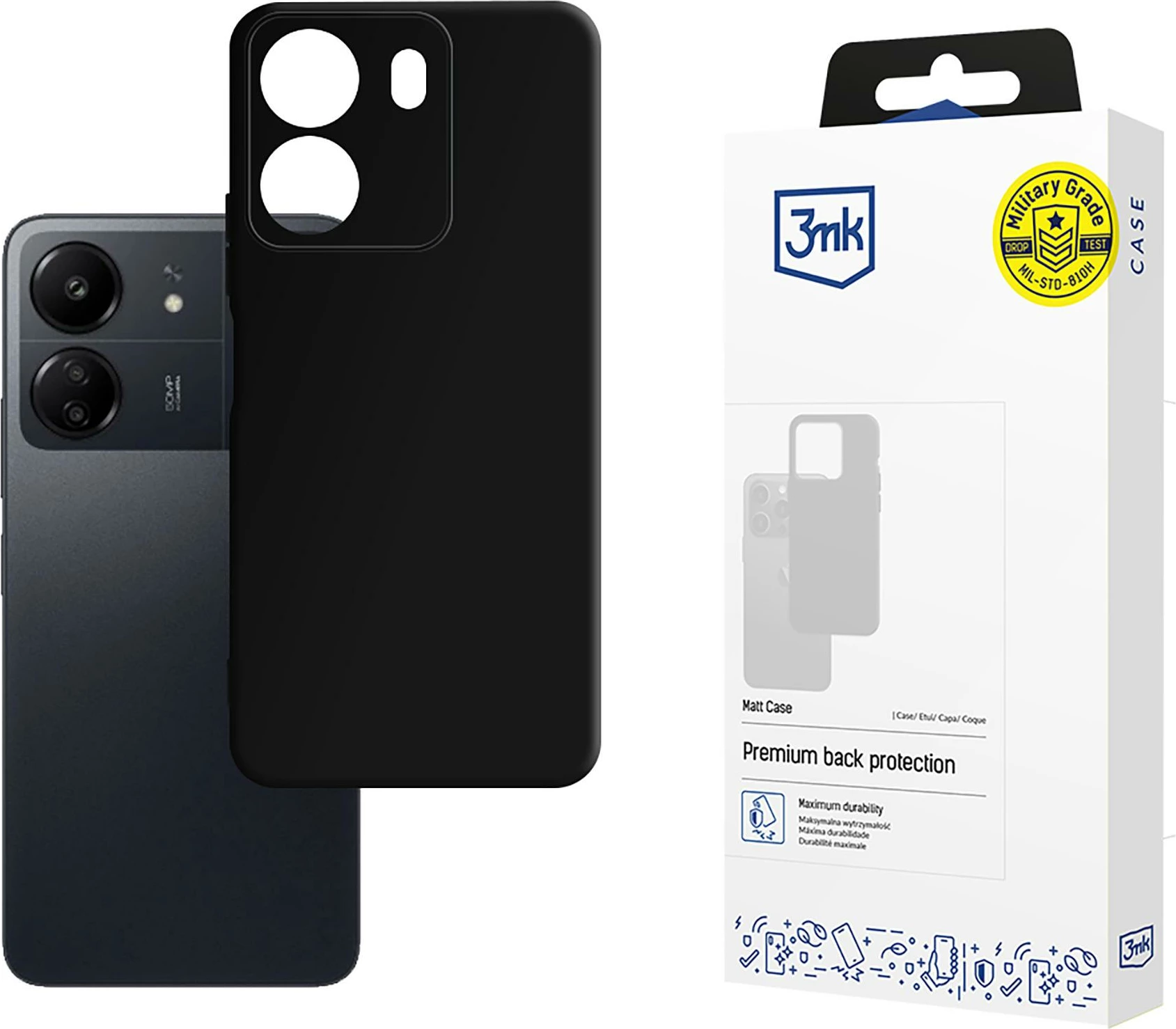 Mbështjellës 3mk Matt Case për Xiaomi Redmi 13C / Poco C65, i zi