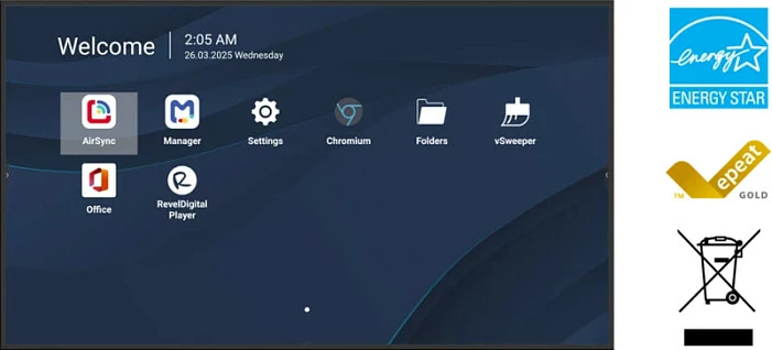 Ekran komercial ViewSonic CDE31 86" 4K UHD, Android 14, 8GB RAM, 32GB, Wi‑Fi, 24/7