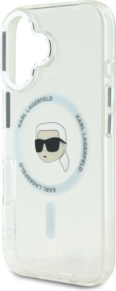Mbështjellës Karl Lagerfeld IML Metal Karl Head MagSafe për iPhone 16, Bardhë