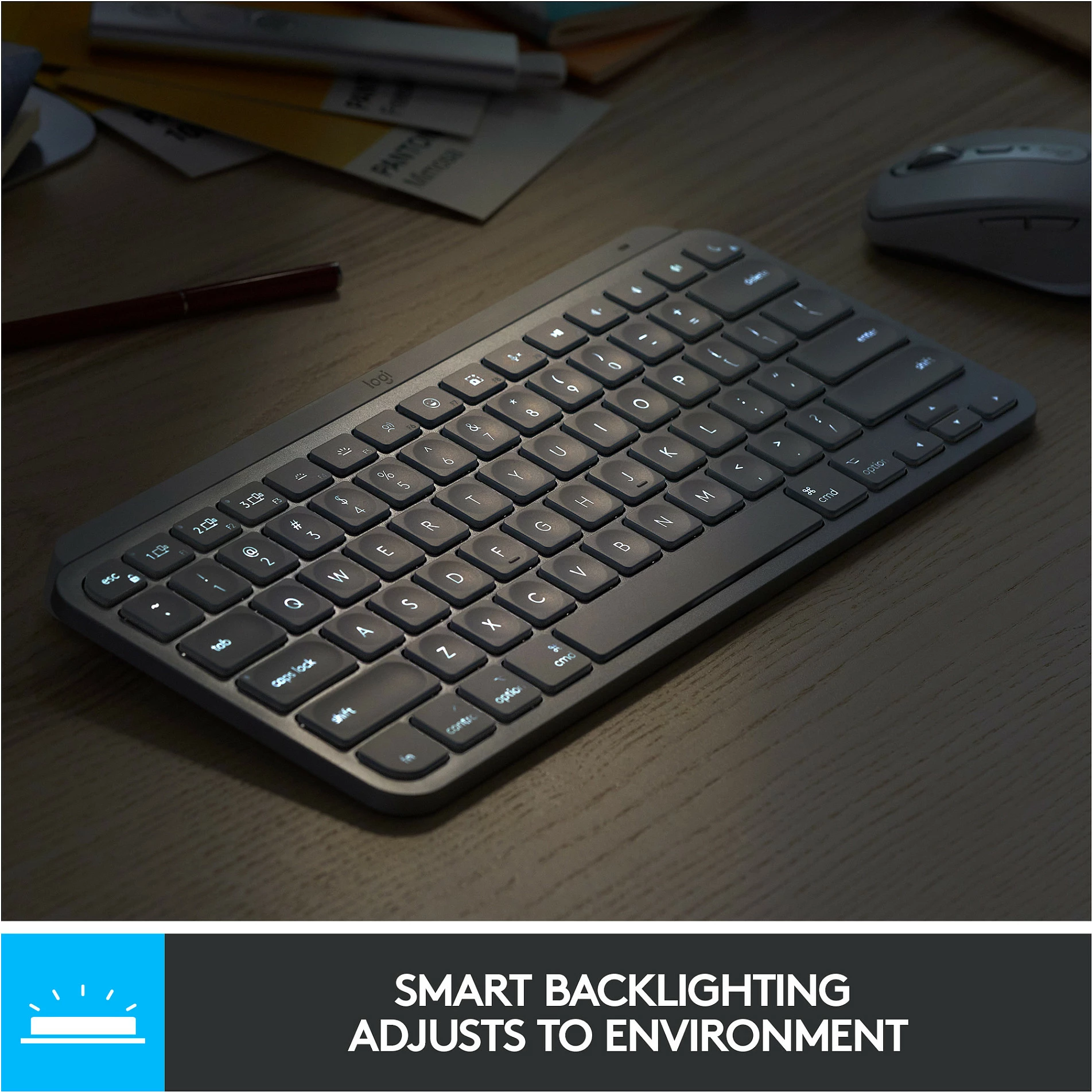 Tastierë Logitech MX Keys Mini për Mac, Mini, Wireless, Bluetooth, QWERTZ, LED, Gri