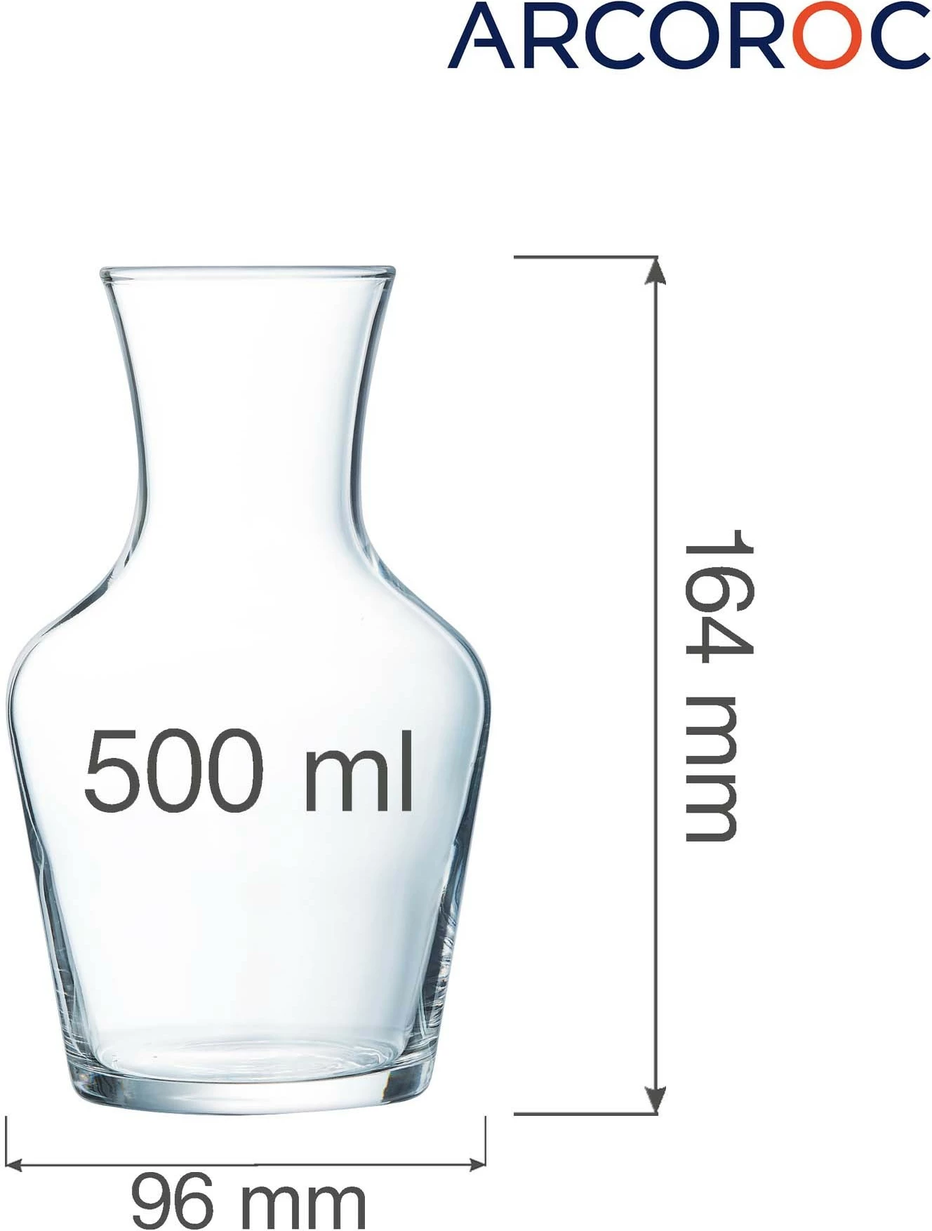 Karafë vere Arcoroc 500 ml qelqi, set 2 copë, transparente