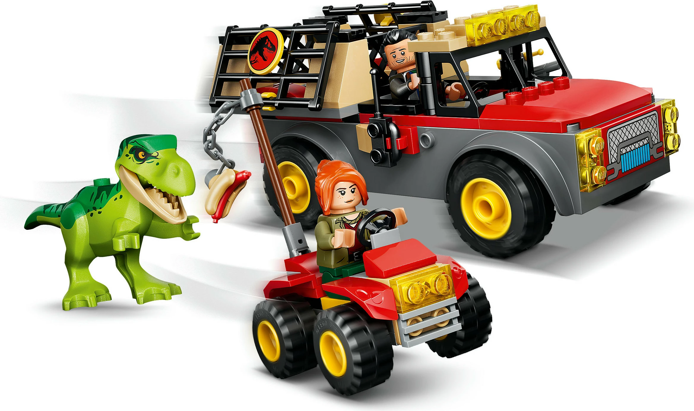 Set LEGO Jurassic World 77978 Young T. rex Transport Truck, 115 copë, kuqe/gri