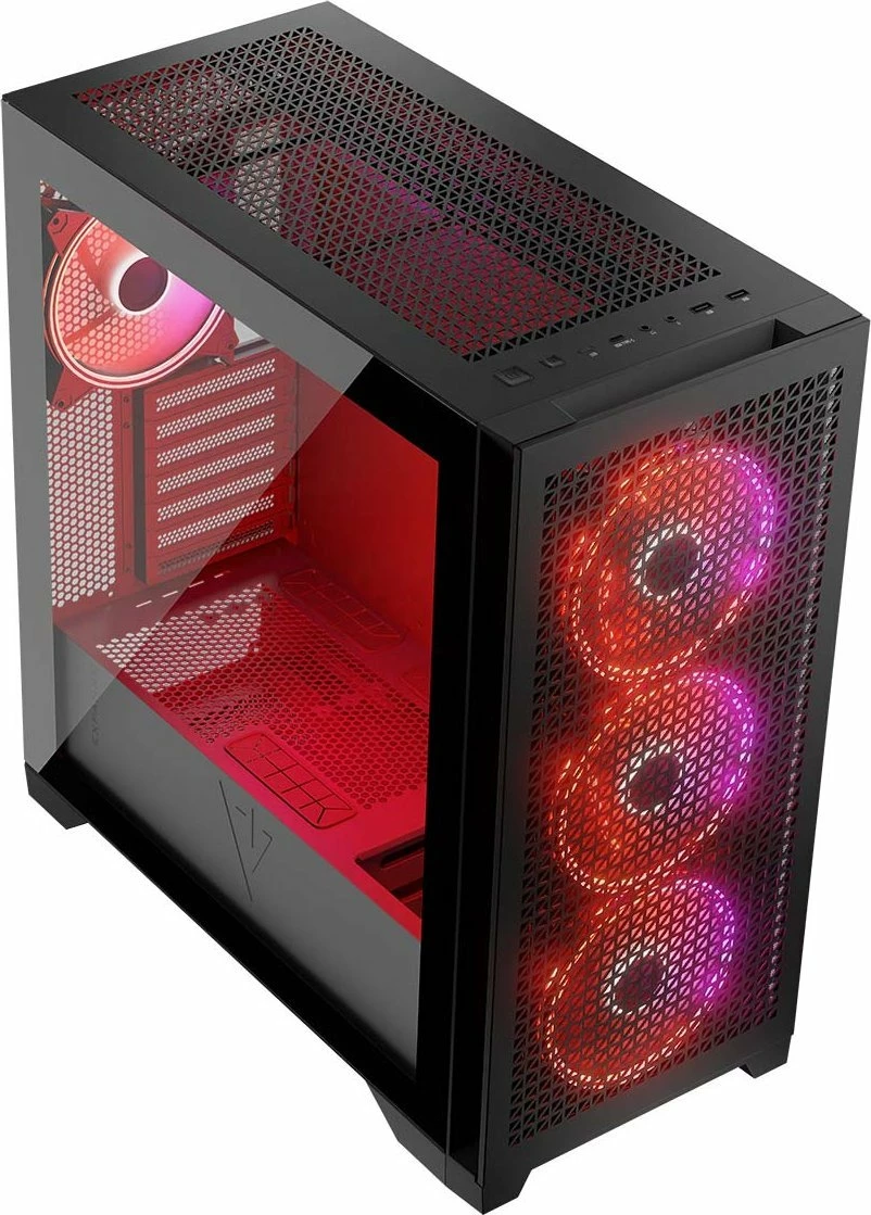 Kasë Modecom Volcano Expanse T Apex ARGB (AT-EXPANSE-TG-10-000000-0002), Midi Tower ATX/µATX/ITX, 4x140mm ARGB fan, USB-C, e zezë