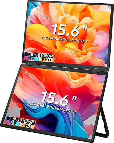 Monitor portativ Extralink Smart Life T01, 2x 15.6", IPS, FHD 1080p, 16:9, i palosshëm, i zi