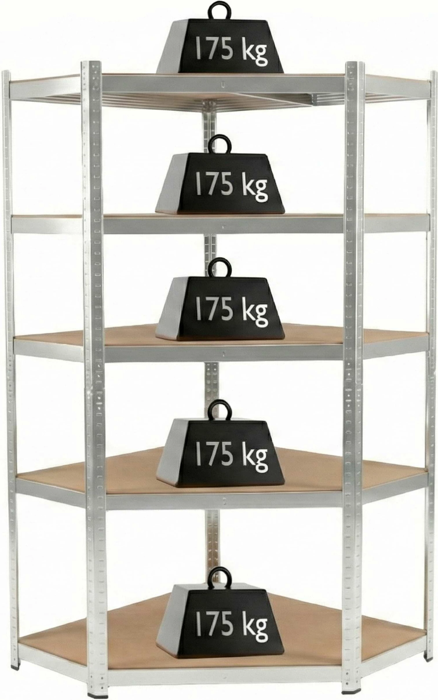 Raft këndi pune PROLINE 62040, 5 rafte MDF, 180x90x90 cm, 175 kg/raft, argjendtë galvanizuar
