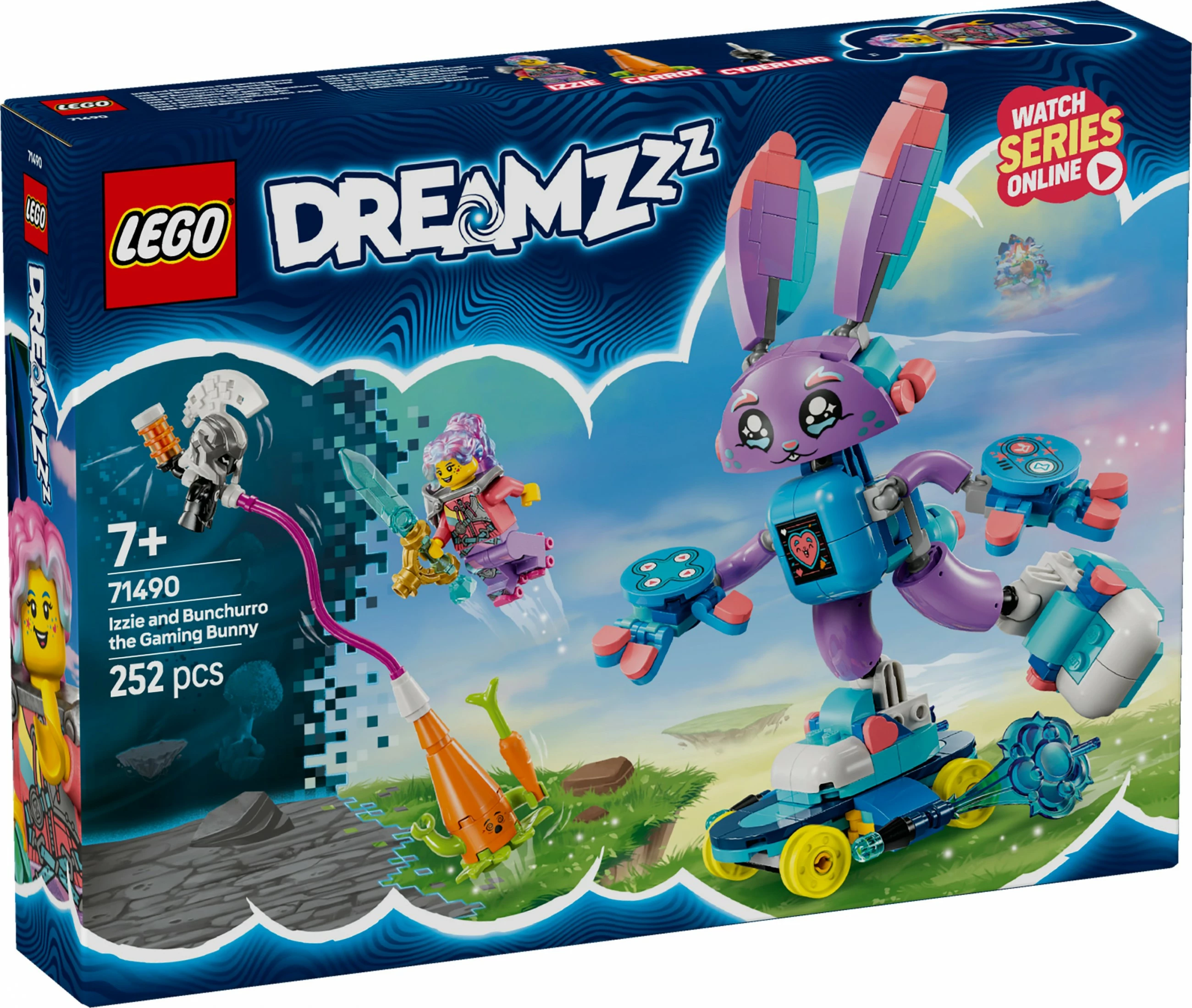 Set ndërtimi LEGO DREAMZzz 71490 Izzie dhe Bunchurro Gaming Lepuri, 252 pjesë, shumëngjyrësh