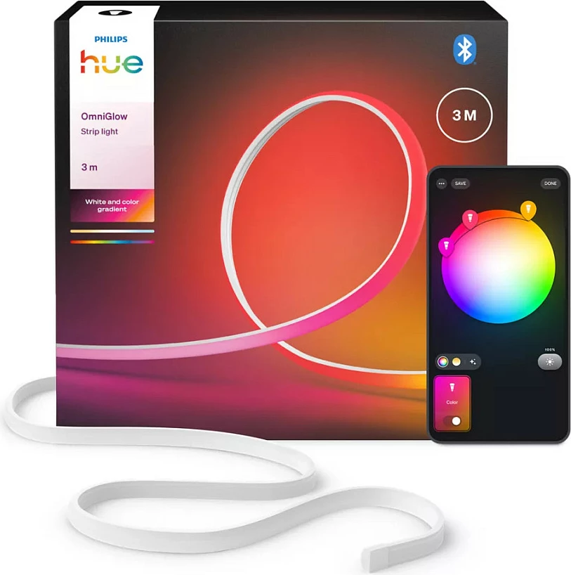 Shirit LED Philips Hue Omni Glow Gradient CSP Lightstrip 10m, Bluetooth/Zigbee, RGB gradient, IP20, e bardhë