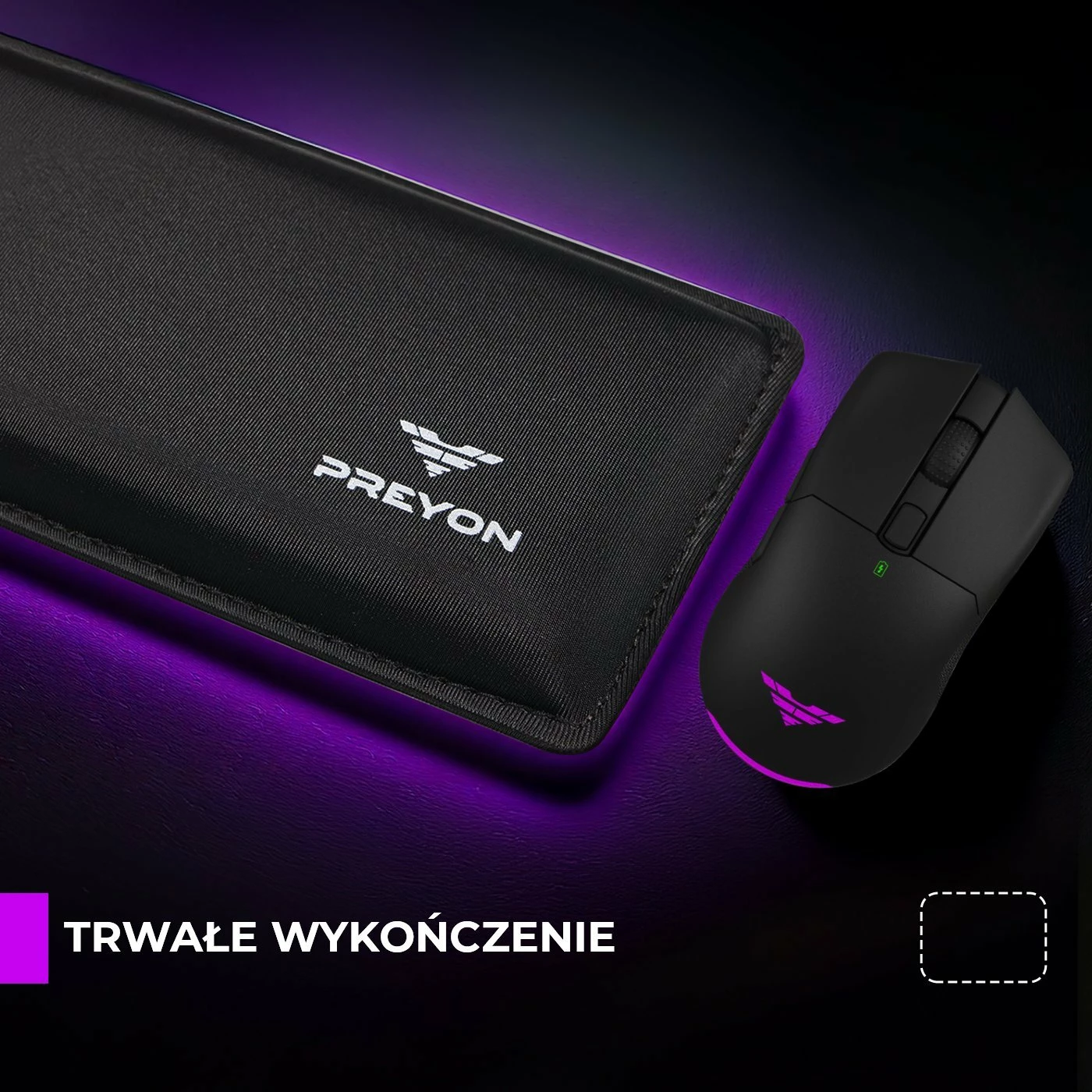Mbështetëse kyçi për tastierë PREYON Falcon Soft TKL PGW35 35×10×2.5 cm, e zezë