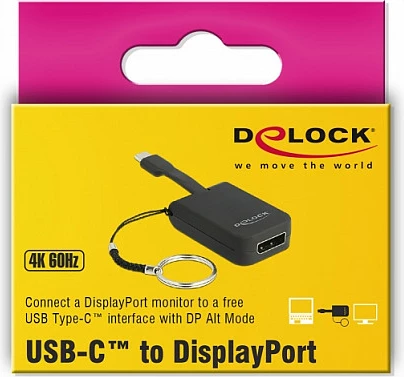 Adapter DeLOCK 63940 USB-C në DisplayPort, 0.03 m, 4K, i zi