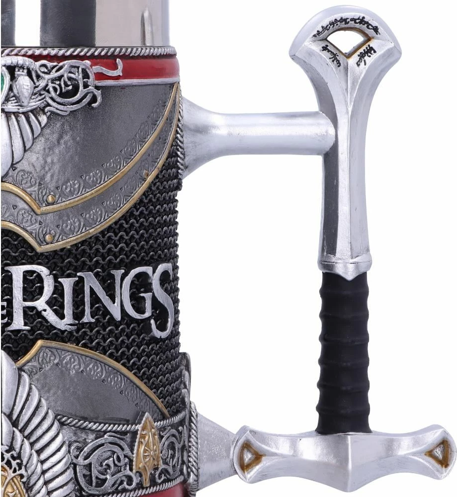Mug NEMESIS NOW Lord of the Rings Aragorn, me dorezë shpatë Narsil, i punuar me rrëshirë elfi, i pikturuar me dorë