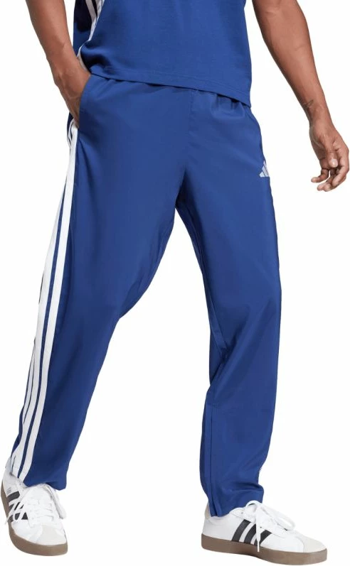 Pantallona sportive për meshkuj adidas Essentials 3-Stripes Stanford Open Hem JE6400, të kaltërta