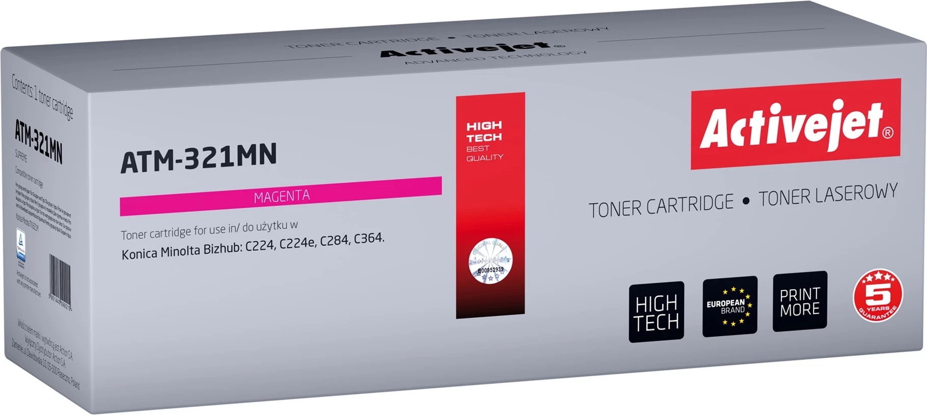 Toner zëvendësues Activejet ATM-321MN për printer Konica, vjollcë