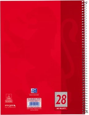 Bllok Oxford 100050361, A4, 80 fletë, 90g, katror, i kuq