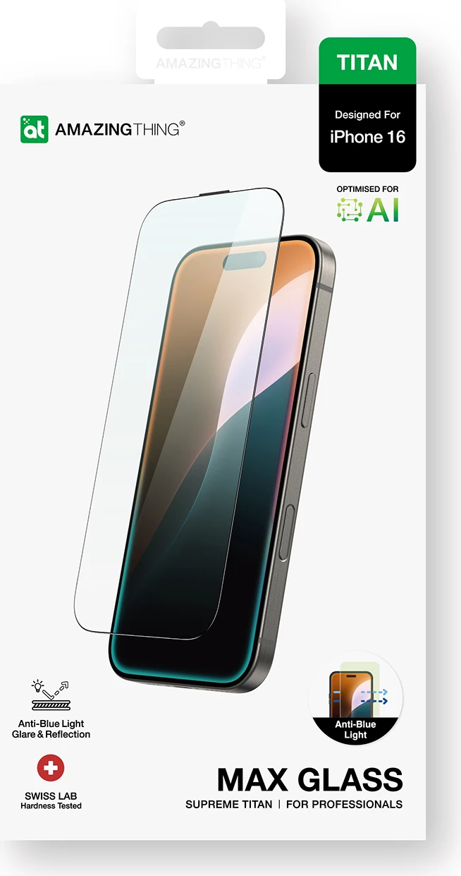 Xham i temperuar AmazingThing Titan Max për iPhone 16, transparent