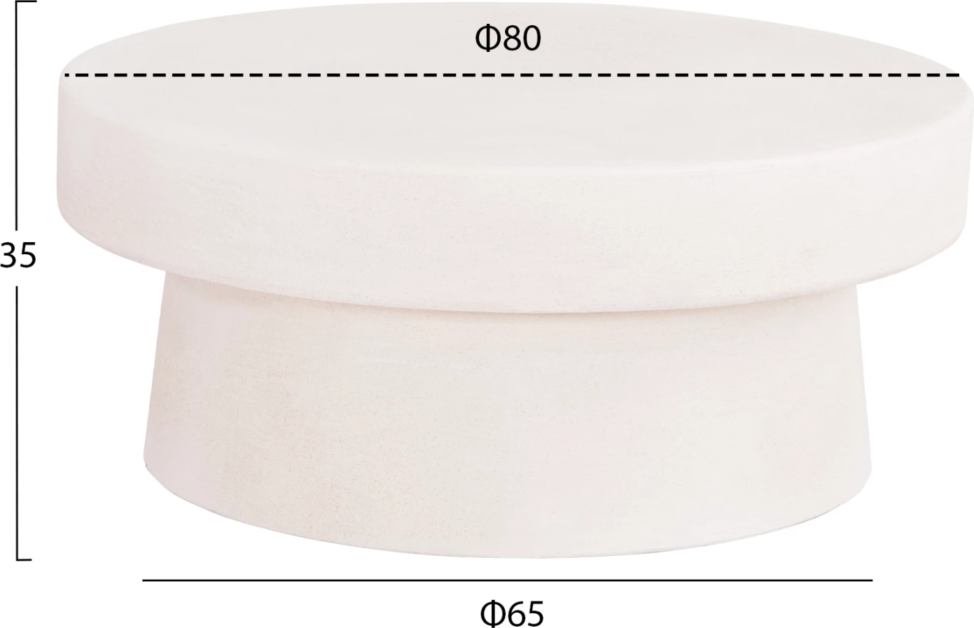Tavolinë kafeje e rrumbullakët, seri Santorini, MDF, ngjyrë e bardhë e zbehtë, FH18050, Φ79x35Hcm.