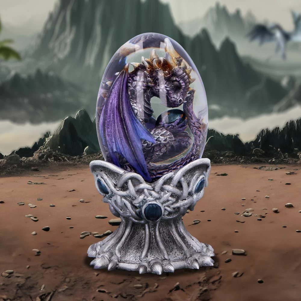 Figurinë NEMESIS NOW Elemental Dragonlings Air, rezinë, e pikturuar me dorë, 12 cm, argjend/vjollcë, kuti dhurate
