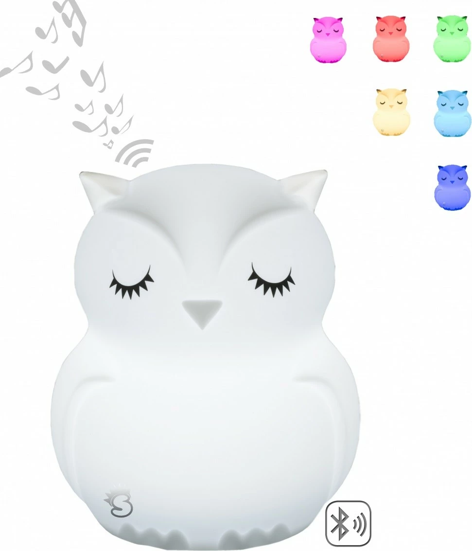 Llambë nate silikoni Mesmed MM014, Bluetooth speaker, ndryshim ngjyrash, Buf, Bardhë