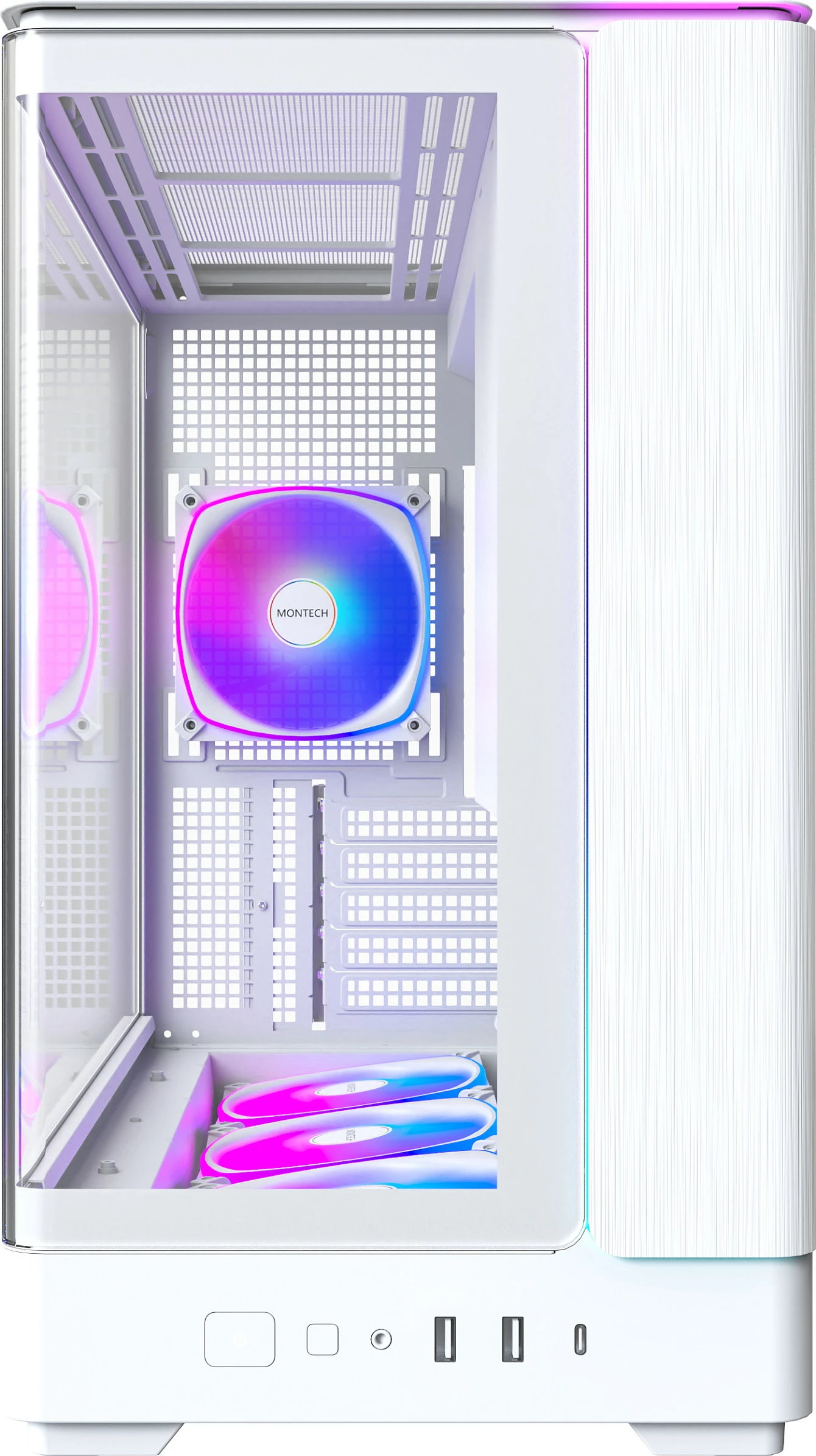 Kasë Montech KING 15 PRO, Midi-Tower, xham i kalitur, RGB, e bardhë