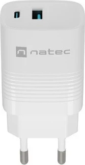 Karikues Natec Ribera GaN 30W, USB-A dhe USB-C, i bardhë