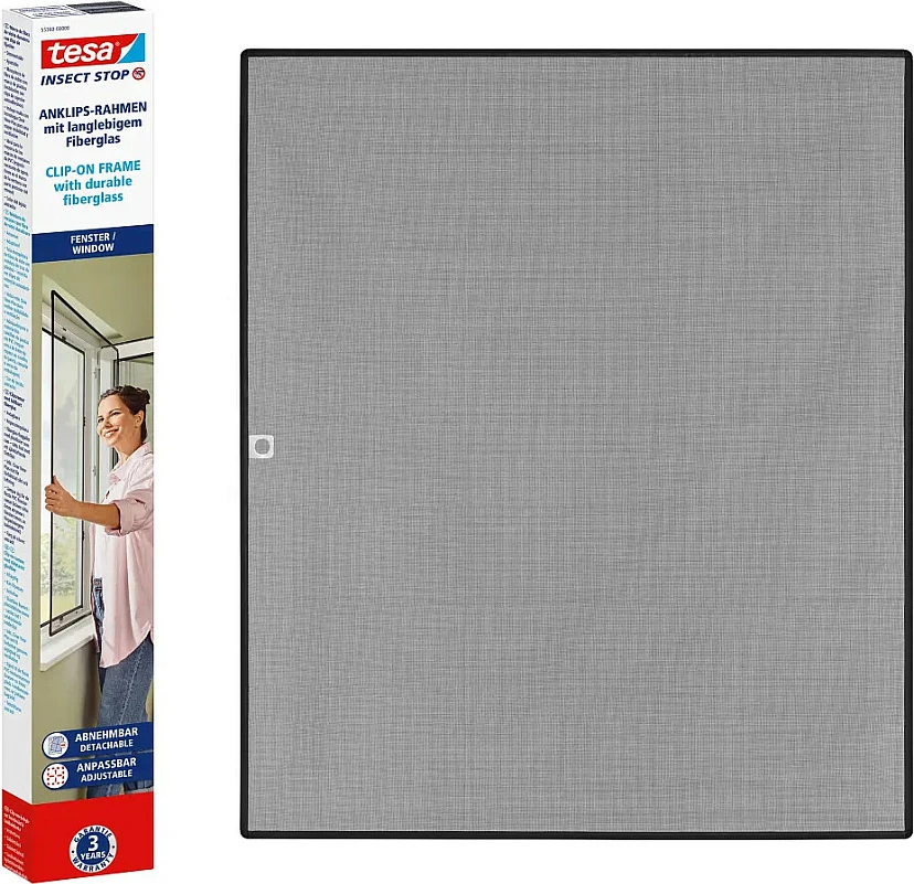 Rrjetë kundër insekteve tesa Insect Stop Clip-On, 100x120 cm, për dritare, antracit