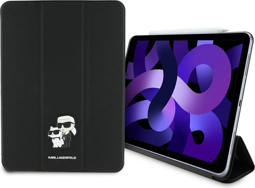 Mbështjellës Karl Lagerfeld Saffiano Magnetic Karl & Choupette për iPad Air 11" 2024, i zi