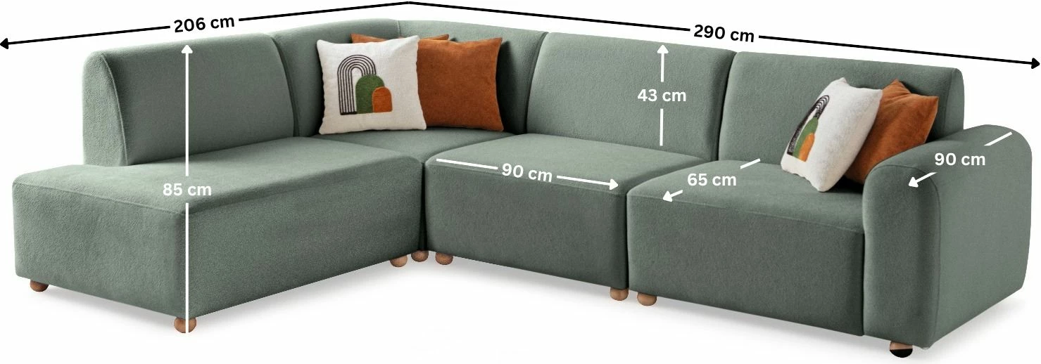 Këndare Atelier del Sofa, S-Loft, kënd i majtë, ngjyrë jeshile deti