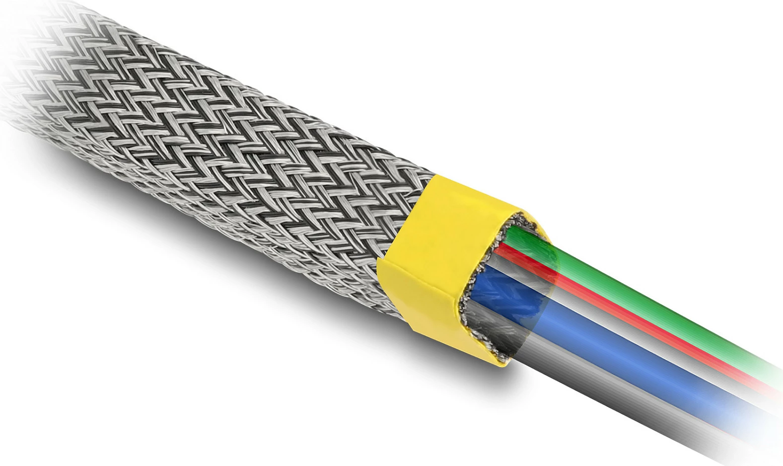 Gyp i thurur për mbrojtje EMI DeLOCK, 10 m x 20 mm, i zgjerueshëm, zi/argjendtë